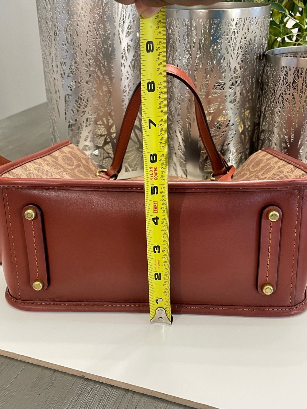 Coach Brown Signature Canvas Tote with Saddle Leather Trim - Picture 11 of 11